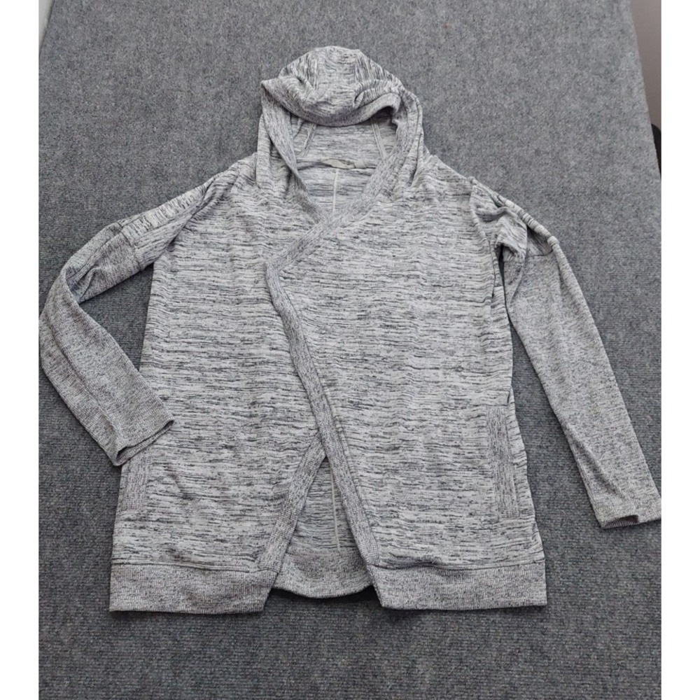Athleta‎ Hoodie Cardigan Sweater Womens Small Heathered Gray Oversized Cozy